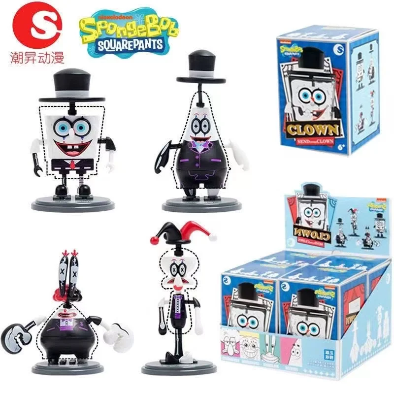 Cartoon SpongeBob Gothic Joker Block Assembly Pie Big Star Crab Boss Model Doll Children's Puzzle Toy Children's Decoration Gift