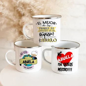 세계 최고의 조부모 프린트 에나멜 머그잔, 커피 머그잔, 와인 주스 컵, 디저트 핫 코코아 초콜릿 컵, 가족 선물 머그잔
