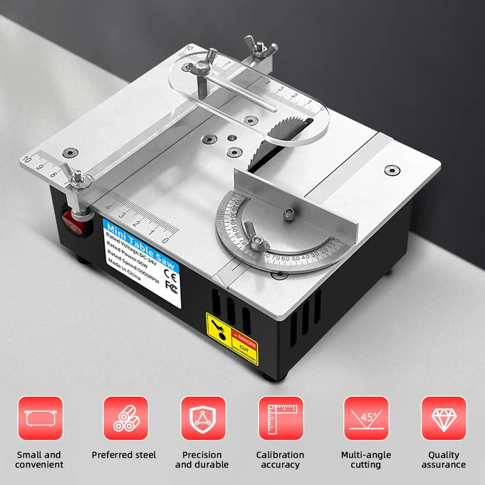 Adjustable Mini Multifunctional Table Saw Electric Desktop Household DIY Cutting Tool Woodworking Bench Lathe Cutter Machine 96W table saw