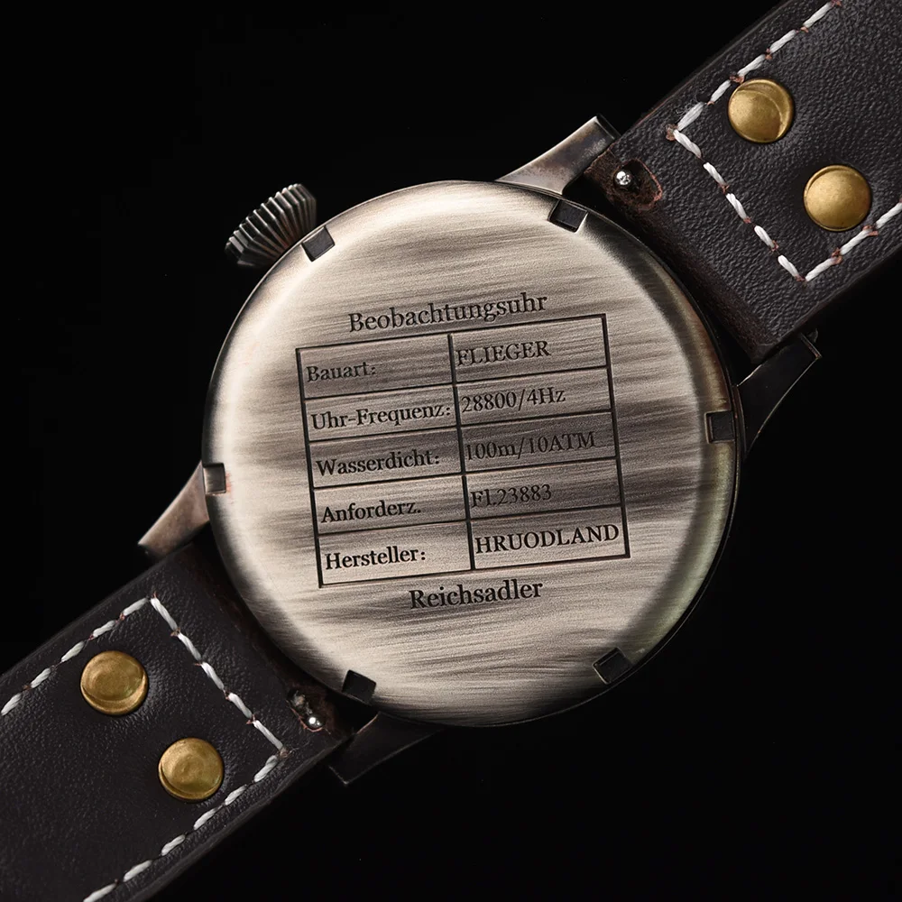 Ehruodland-男性用パイロット腕時計,レトロ,42mm,サファイアガラス  