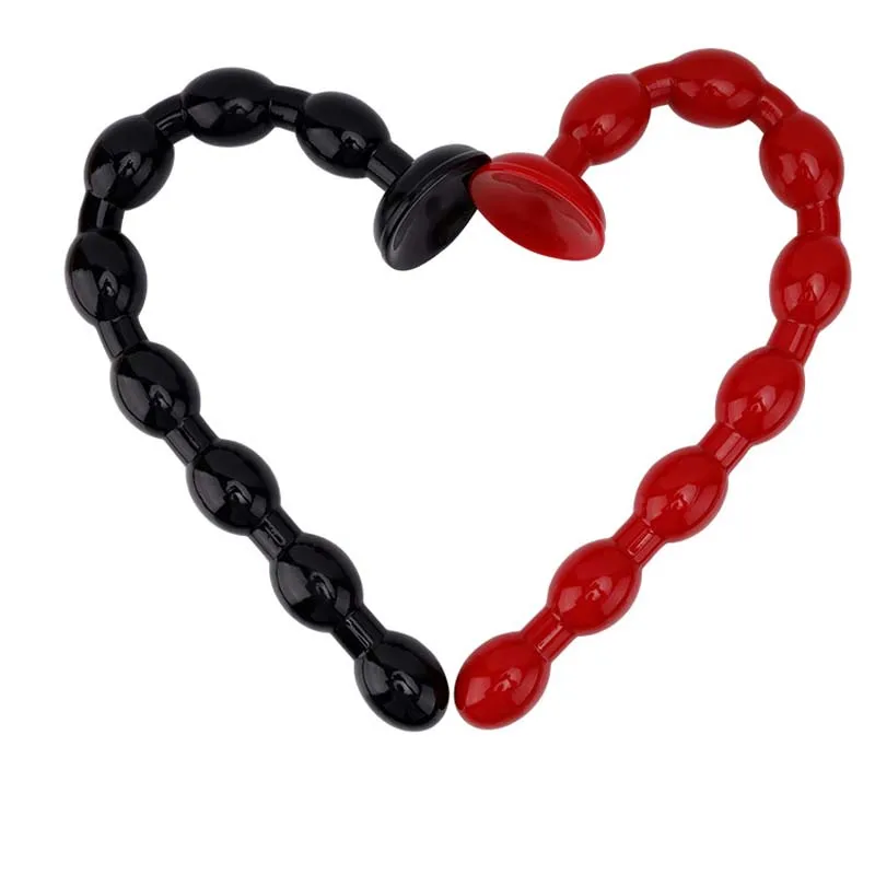 Plug anal souple à billes et long dildo en silicone pour anus_voghion.com