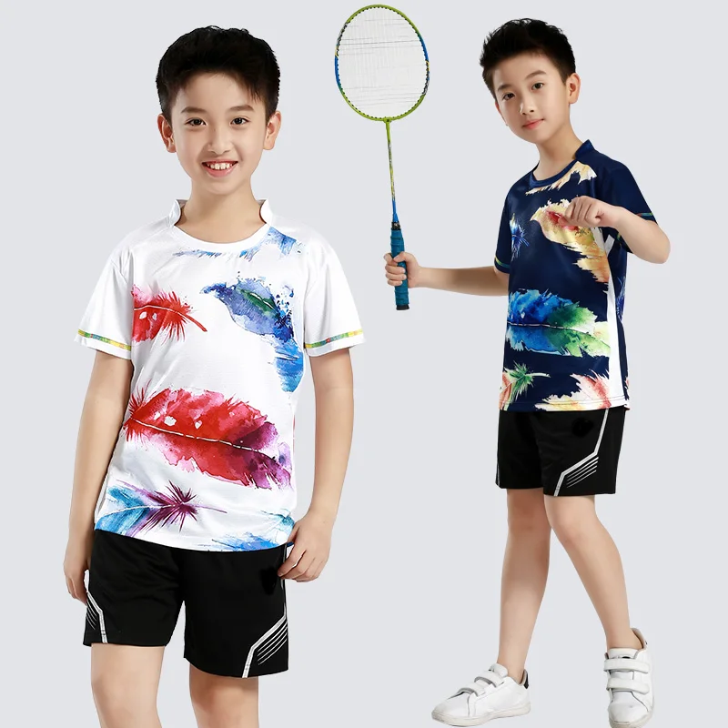 New Short Sleeve Kids Badminton Shirts Breathable Table Tennis T Shirts Running T-Shirt Fitness Clothing