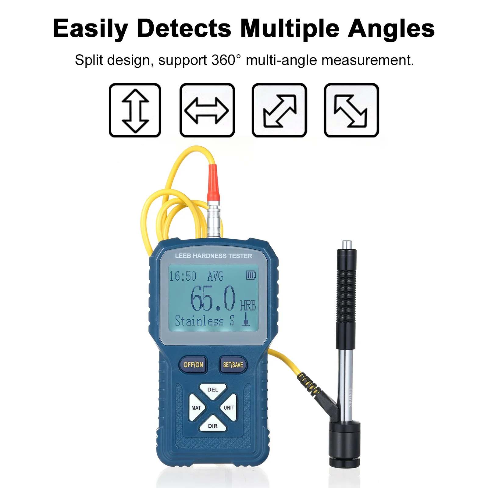 Portable Rebound Leeb Hardness Tester Meter Digital Durometer with D Type Impact