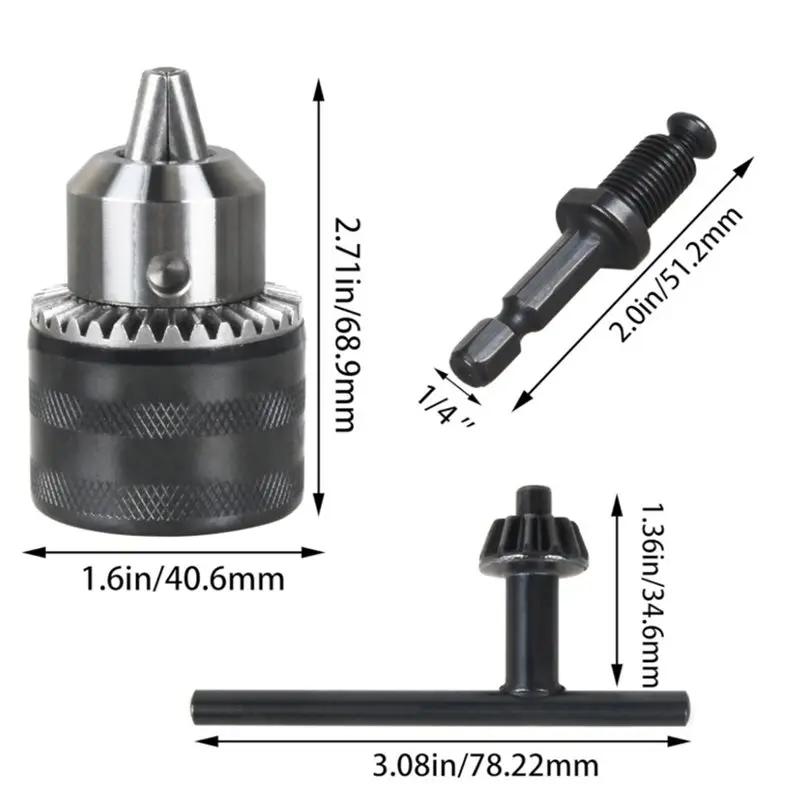 [NEWA08R】 퀵 체인지 어댑터 1/2- 20UNF 나사산 1.5-13Mm 정밀 드릴 척 컨버터 SDS-Plus 라운드 섕크 3-조 키 디자인