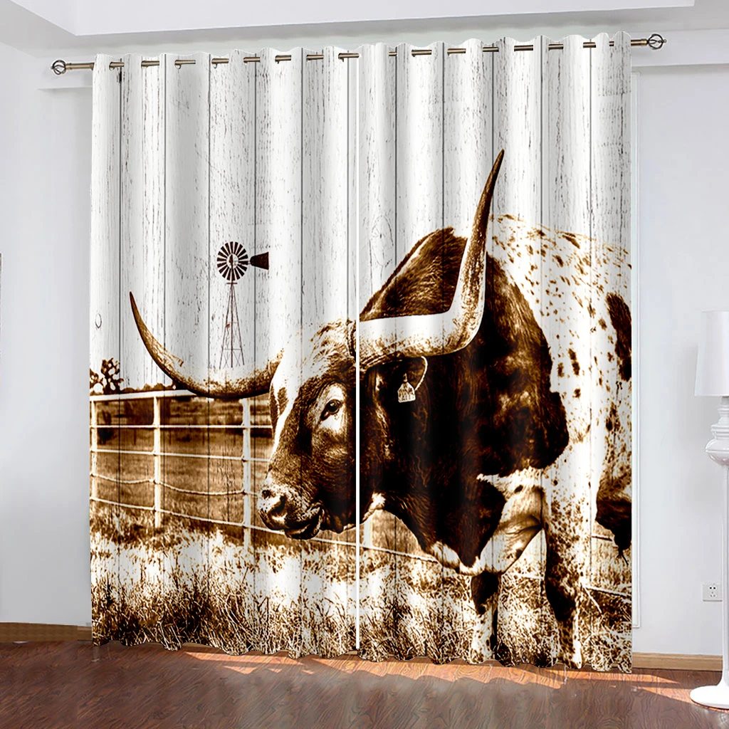 

Cute Animal Cow, Dog, Cat 3D Printed Sunshade Curtains, Boys and Girls Room, Suitable for Living Room, Bedroom, Balcony