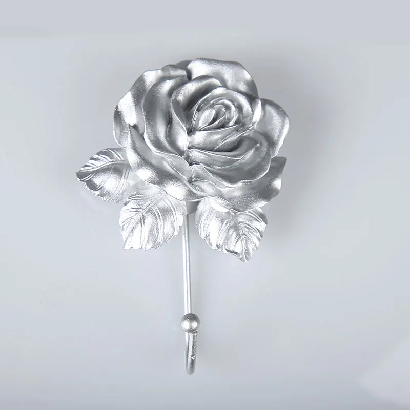 Resin Rose Flower/Heart /Dress Shaped Wall Mounted Hooks Vintage Hat Coat Robe Key Hooks Door Bathroom Towel Clothes Rack Hanger 3