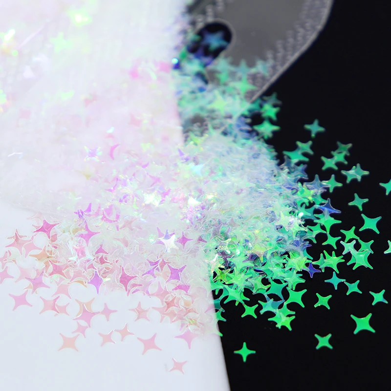Sternförmige Harz-Pailletten, glänzender vierzackiger Stern-Glitzer für Epoxidharz-Füllungen, UV-Silikonformfüller, DIY-Kristallhandwerk, handgefertigt – Detail 13