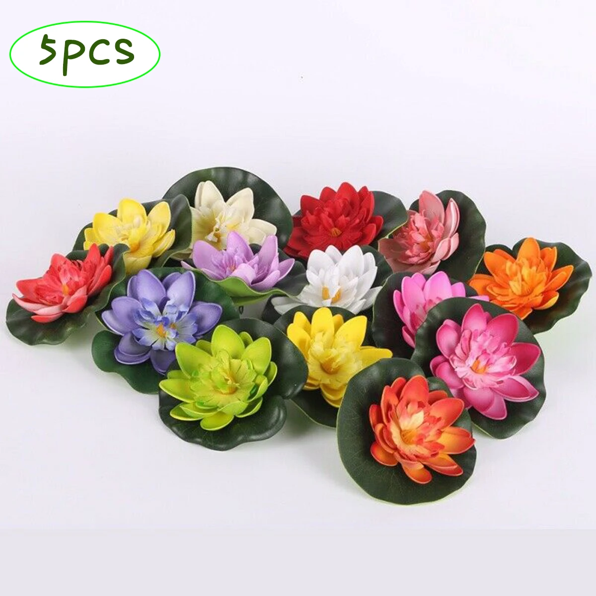 

5pcs Floating Artificial Lotus Fake Plant DIY Water Lily Pond Plants Simulation Lotus Home Outdoor Garden Pool Decor Supplies
