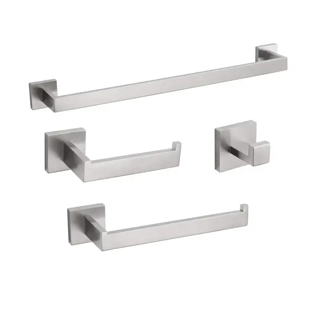 อุปกรณ์ห้องน้ําชุดอุปกรณ์ห้องน้ําสีดํา Robe Hook ผ้าเช็ดตัวราวบาร์ชั้นวางบาร์ผู้ถือกระดาษทิชชูผู้ถือแปรงสีฟัน 1