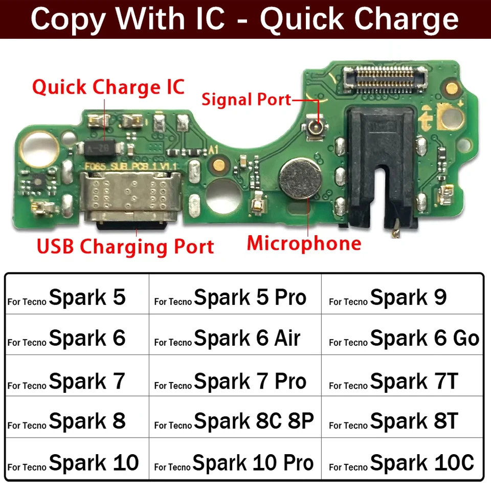 Connecteur Dock USB Flexible Pour Tecno Spark 7 Pro - Prise Charge + Microphone - Neuf