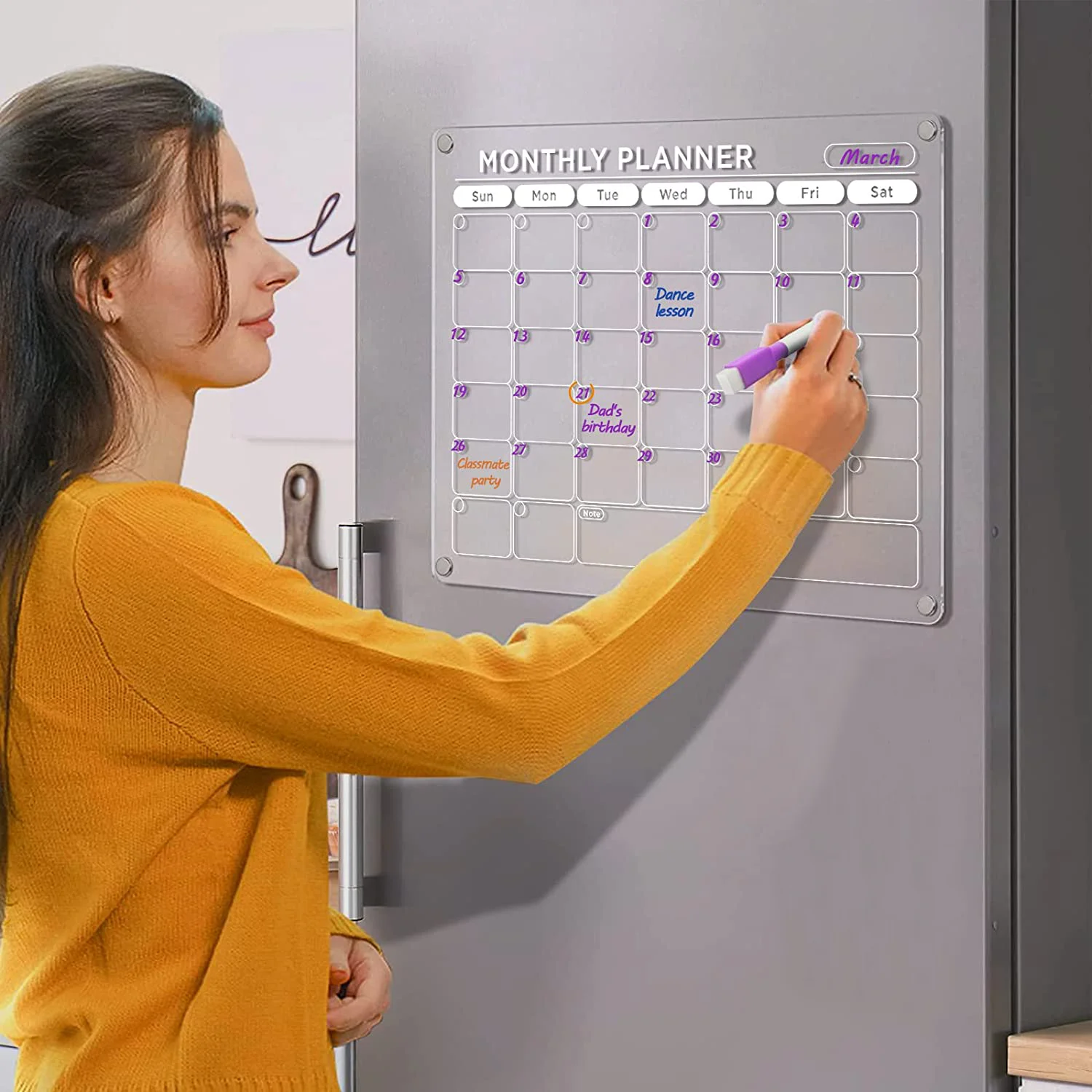 Clear Acrylic Magnetic Dry Erase Calendar Board Fridge Monthly Planner  Reusable Memo Bulletin Blank-board Stationery Home Decora - AliExpress