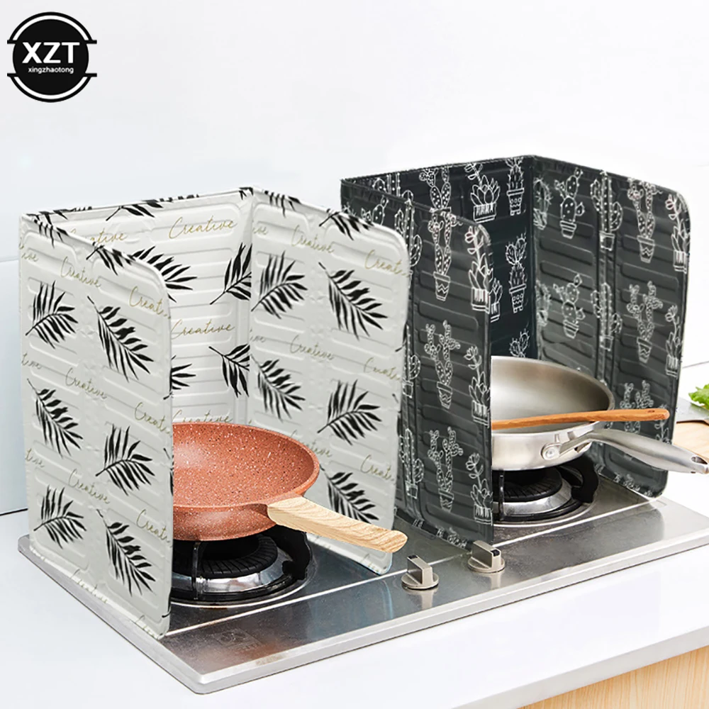 Aluminum Foldable Kitchen Gas Stove Baffle Plate Kitchen Frying Pan Oil Splash Protection Screen Home Cooking Tools