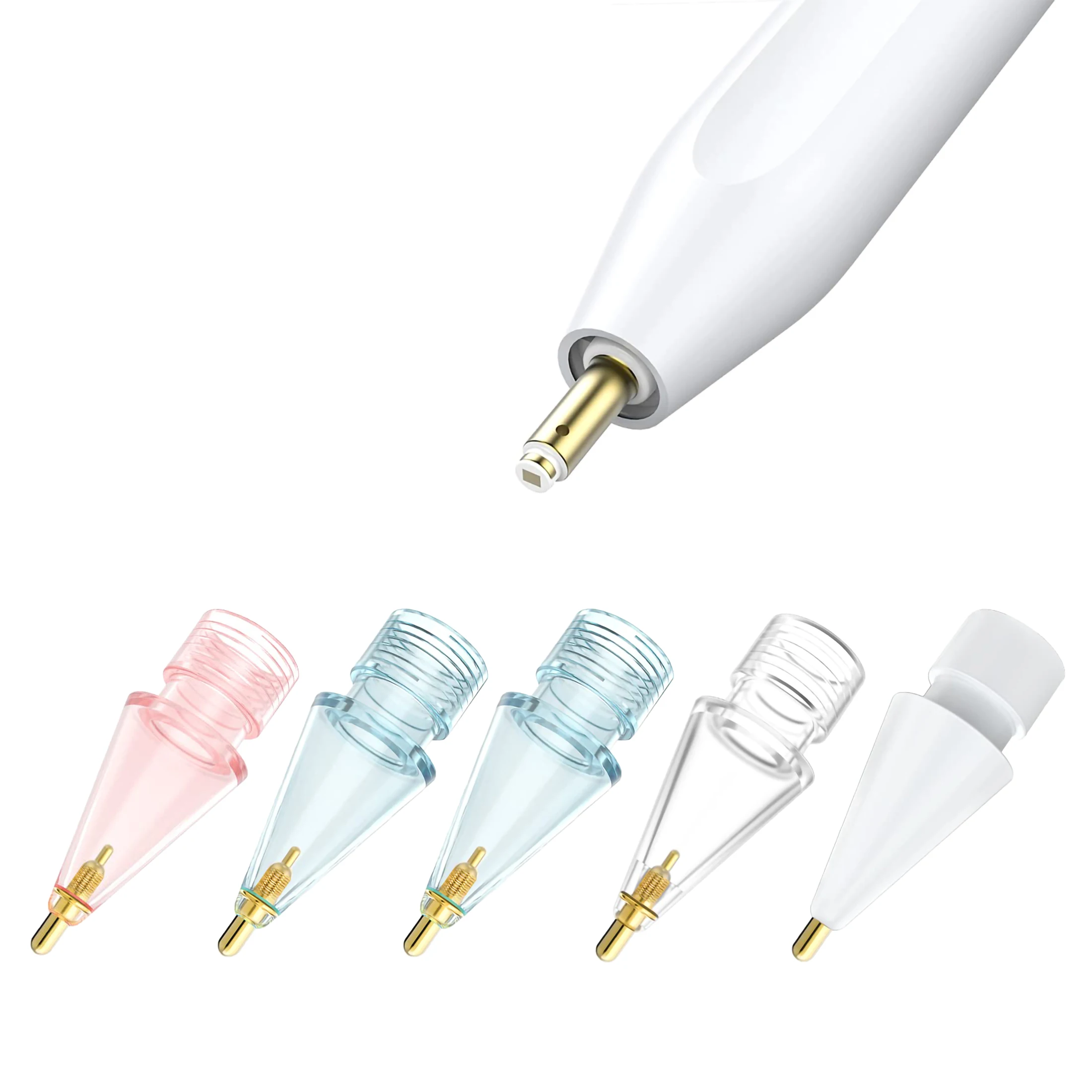 Pack of 5 Clear Fine Point Wear-Resistant Metal Pencil Tips