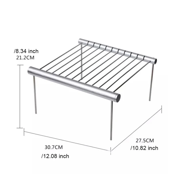 Rozsdamentes Acél Kültéri Bbq Rács Leszerelhető Csere Téglalap Alakú Hordozható Alumínium Vadász Grill Háló Grillező Szerszám - Image 6