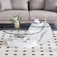 Glass Tables for Living Room Round Tables Modern Double Layer Round Table Circle Coffee Table for Small Space Home Office 1