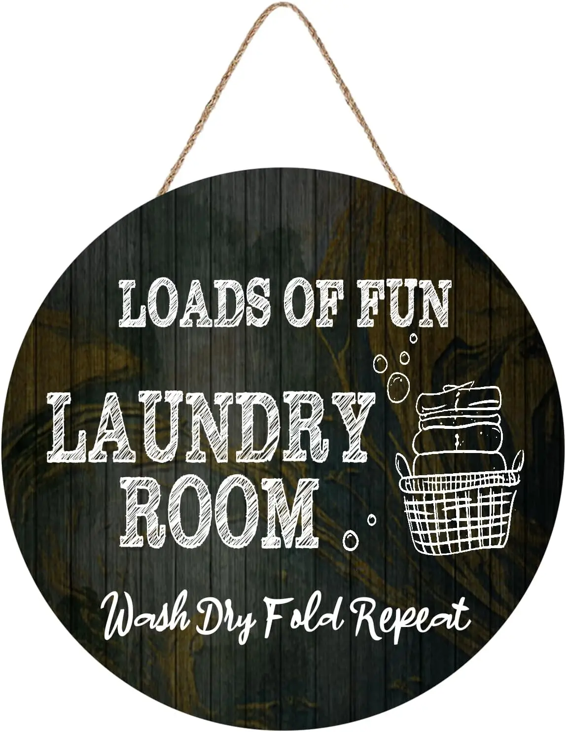 Cartello In Legno Per Lavanderia "Loads Of Fun" | 40x20 Cm | Decorazione Simpatica E Regalo Divertente