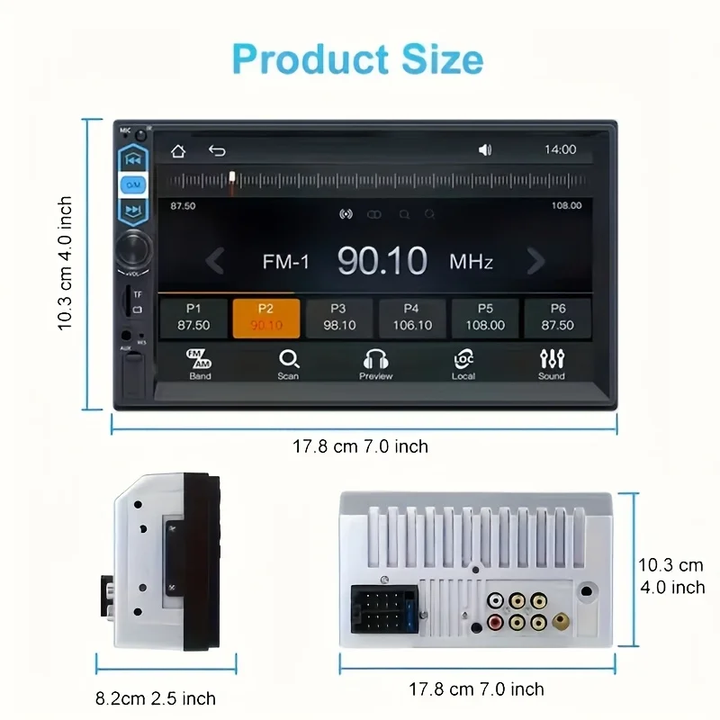 17.78cm 화면, FM/USB/AUX/미러 링크 내비게이션, 후방 카메라, 2 Din 패널을 갖춘 업그레이드된 차량용 멀티미디어 플레이어