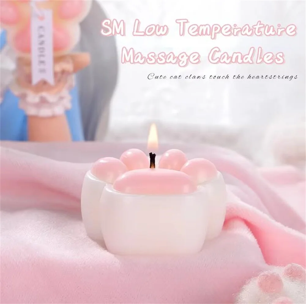 3PCS 3D Cute Pink Cat's Low Temperature Sex Candles BDSM Low Heat Massage Candles for Adult Erotic SM Dols