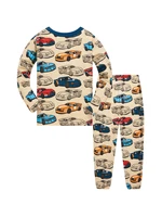 Vêtements pour enfants, ensemble pyjama 100% coton pour garçons, voiture de dessin animé entièrement imprimée, ensemble de vêtements de nuit pour enfants de 1 à 8 ans 2