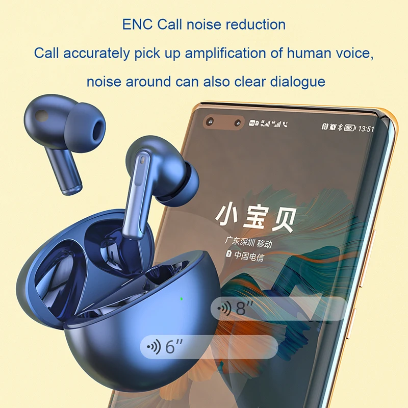 ANC Wireless Earphones Noise Cancelling TWS Earbuds Call Bluetooth 5.1 HiFi Headphone for Itel A27 Realme C2s Tecno Camon 17 Pro