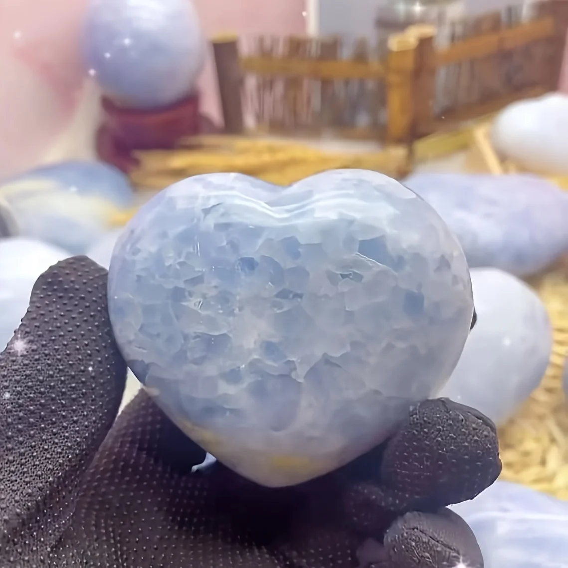 Celestite Heart Natural Crystal, Heart Gemstone For Jewelry Making, Home Decoration, Party Decoration, Desktop Decoration
