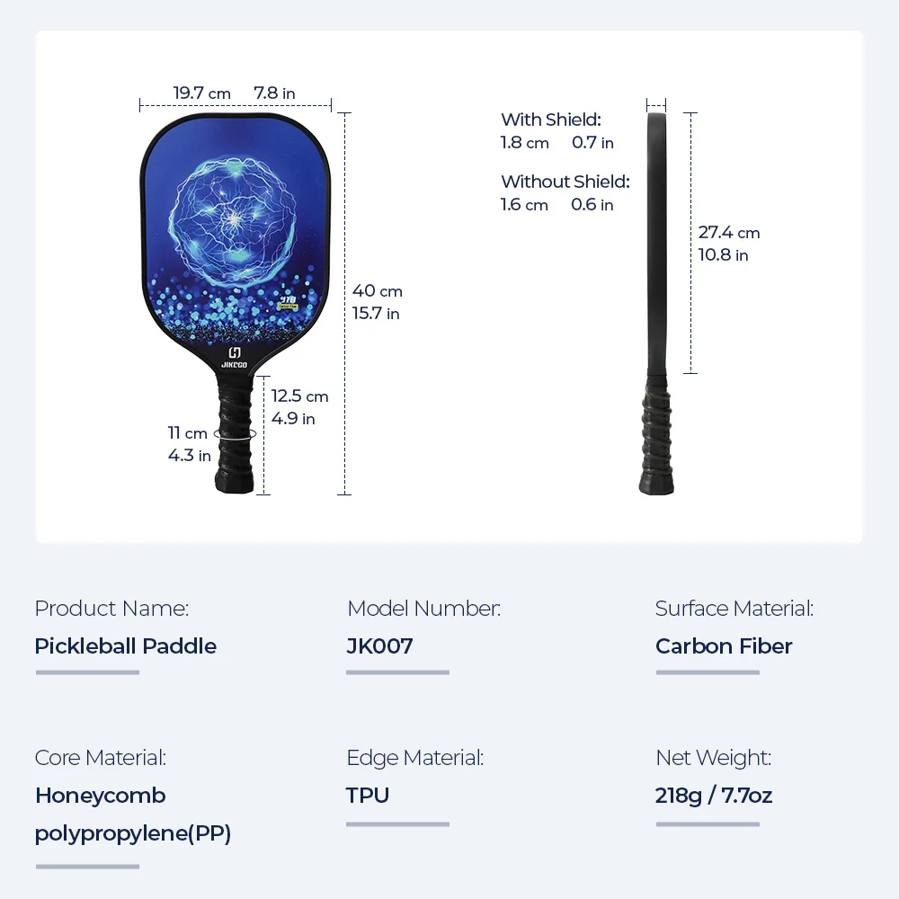 JIKEGO Racket Men Women Professional Pickle Ball Paddles Lead Tape Cover Carbon Fiber Pickleball Paddle Sets Racquet 16MM