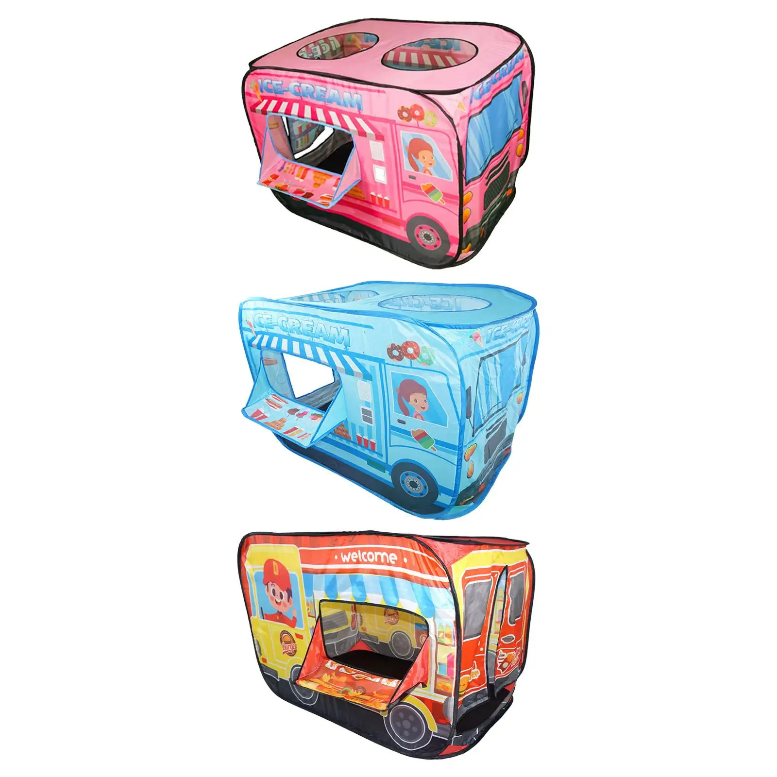 

Kid Play House Tent Easy Installation Cartoon Bus Portable Multi Use Tent Game Play House for Park Outdoor Indoor Camping Home