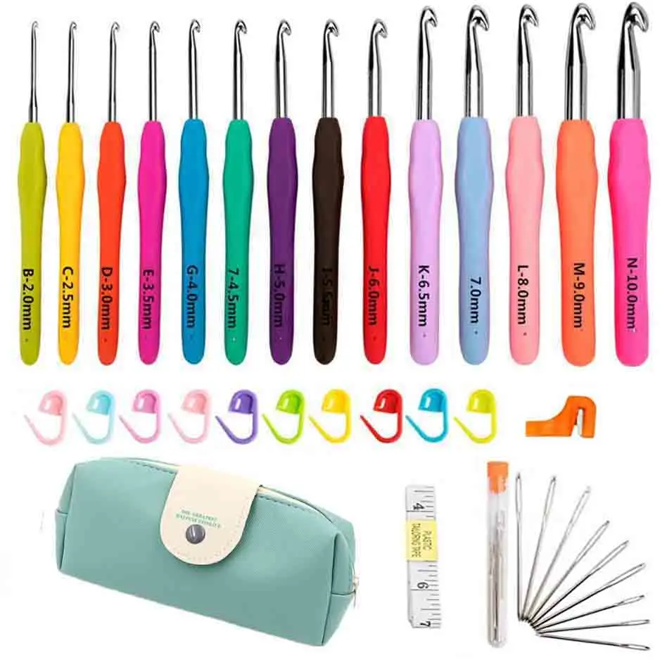 ERGONOMIC CURVED CROCHET HOOK SET – INCLUDES 8 PIECES —  - Yarns,  Patterns and Accessories