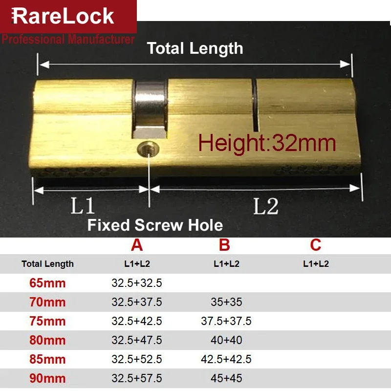 Handle Door Lock Cylinder 9 Size 7keys Bedroom Bathroom Interior Locks Door Hardware Accessory Rarelock MMS436 G