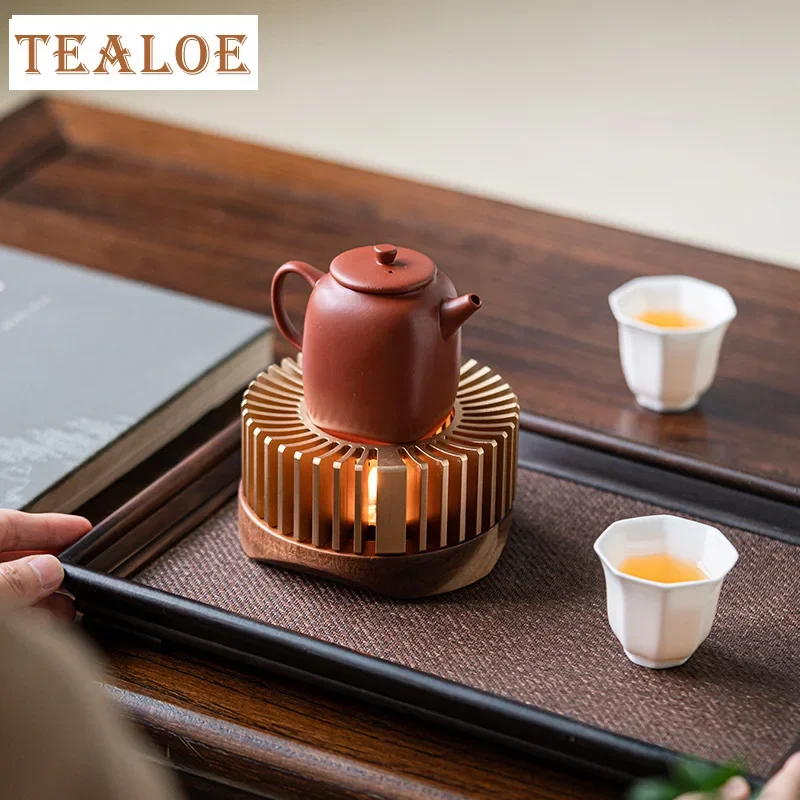 Japanese-style Tea Warmer Stove Solid Wood Tea Warmer Holder Teapot Candle Heating Base Warm Drink Wine Boiler Kung Fu Set