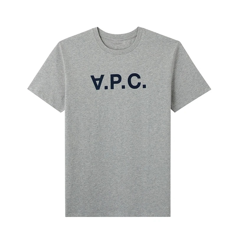 Пролет Лято Мъже/Жени Първокласни памучни тениски APC О-образно деколте с щампа с букви Тениска с къс ръкав Дрехи Горни тениски в корейски стил