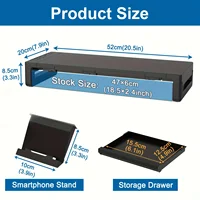 Monitor Stand Riser, With Foldable, Height Adjustable Computer Stand, Desk Shelf Riser with Storage Drawer &Tablet Phone - Image 4