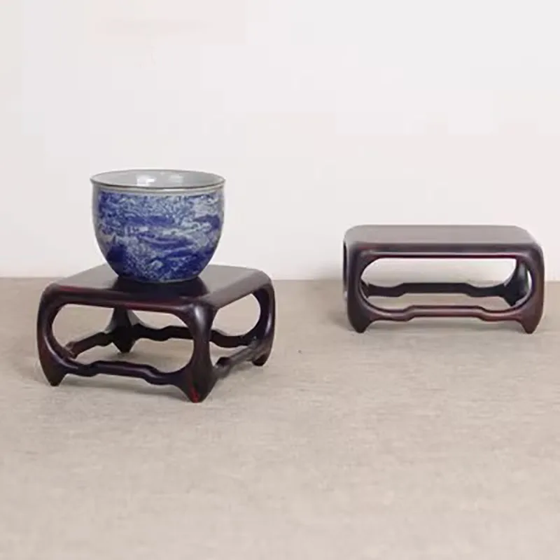 Mini Incense Burner with Large Red Sage Branch, Solid Wood Base, Bonsai Display Bracket, Vase Decoration