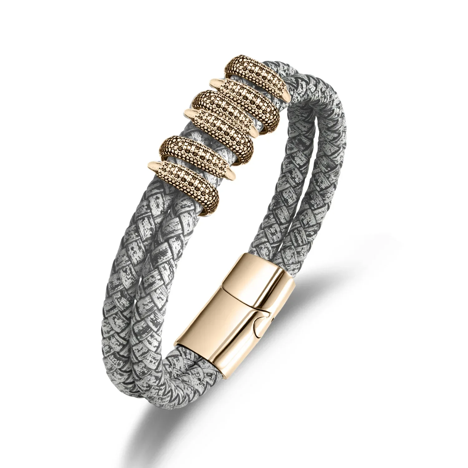 

Light luxury evil claw leather charm bracelet for men, magnetic clasp bangle