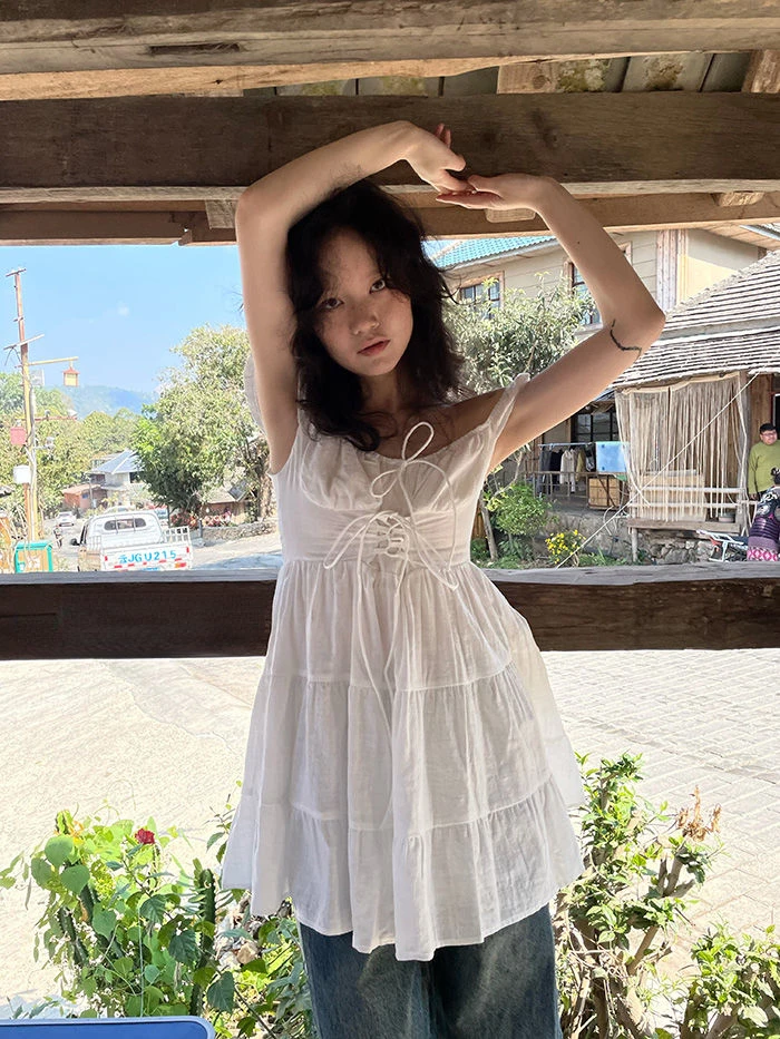 縷縷夢兎 fairy grunge lace up mini dress Fairy Grunge