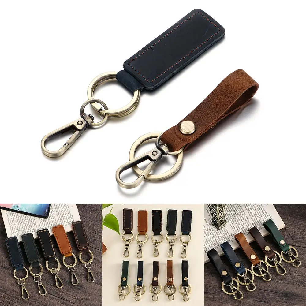 New Fashion Leather Belt Keychain Key Ring Retro Handmade Gift Keychain Car Key Ring