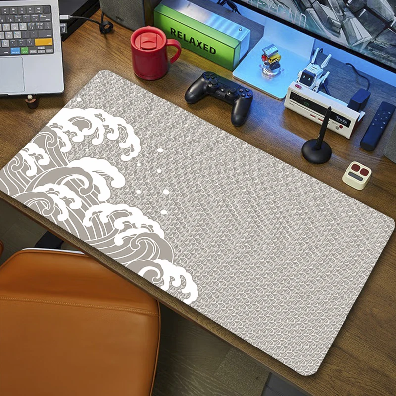 

Computer Gamer Mouse Pad Large Lock Edge Mousepad XXL Great Wave Mouse Mat Gaming Mousepad Abstract Keyboard Mat Tapis De Souris