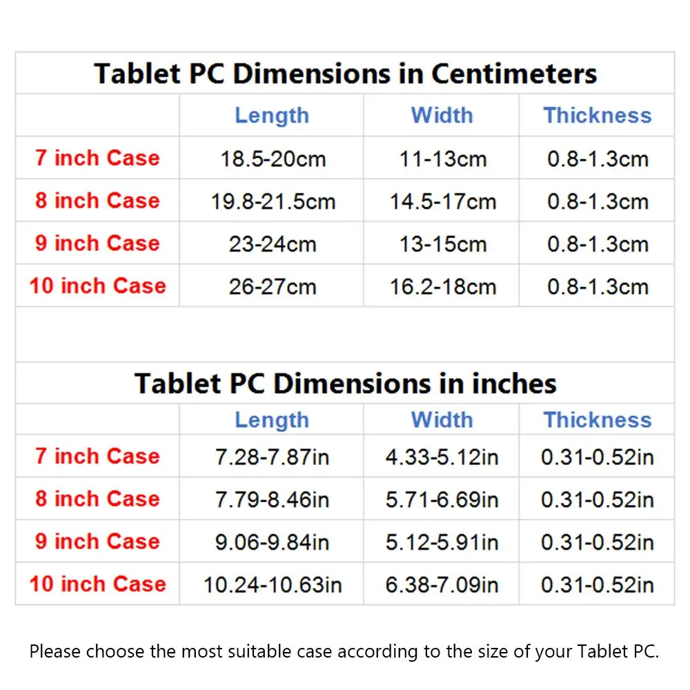 Shockproof PU Leather Protective Tablet Case – Universal Fit for 7 to 10.1 Inch Tablets
