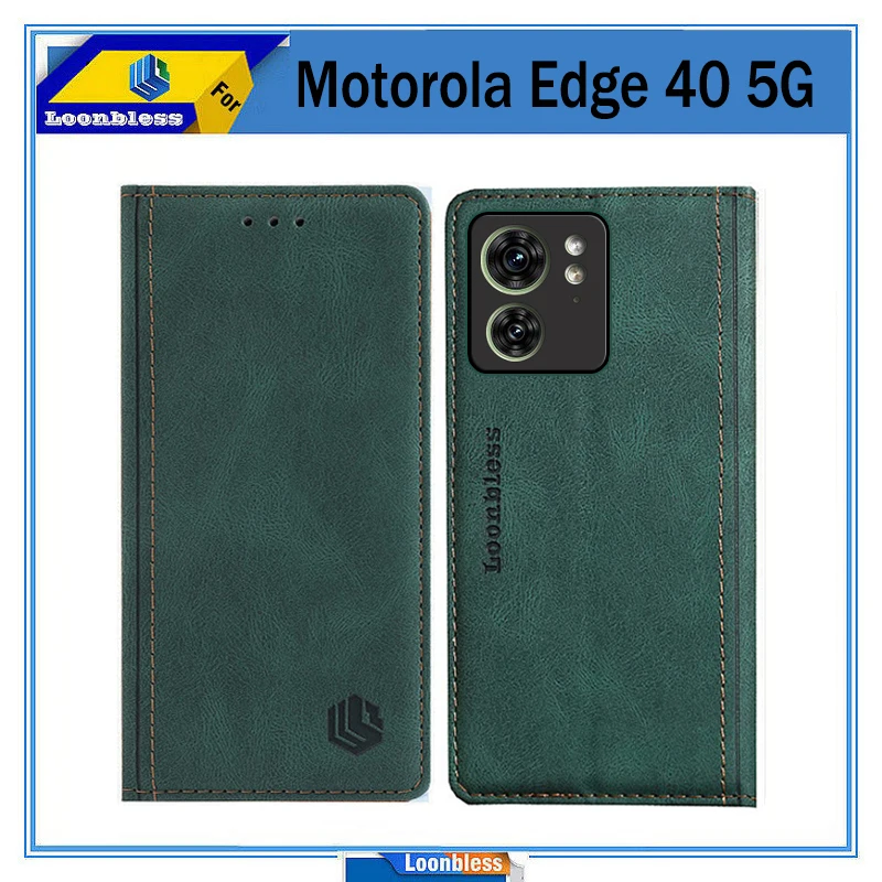 Auslbin Custodia Motorola Edge 40 - Cover In Pelle PU Con Fiore Vintage, 5 Slot Carte, Viola - Foto 8