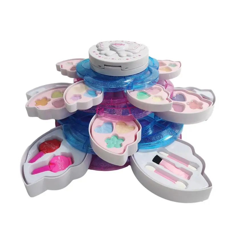 

First Choice Cosmetic Toy Set Girl Play House Washable Princess Makeup Rotating Flower Box Children's Gift