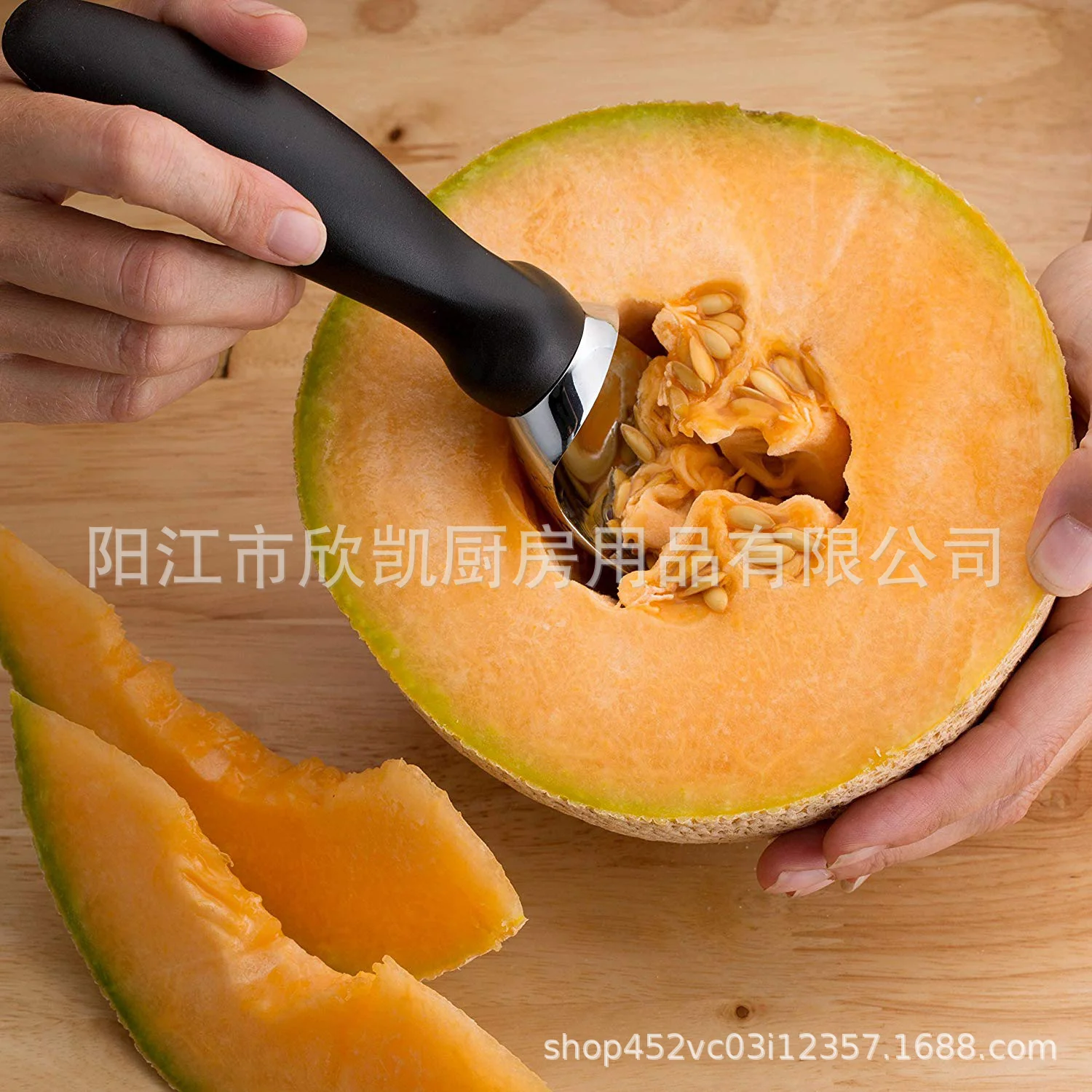 Pink plastic PP handle zinc alloy electroplating high-quality ice cream spoon