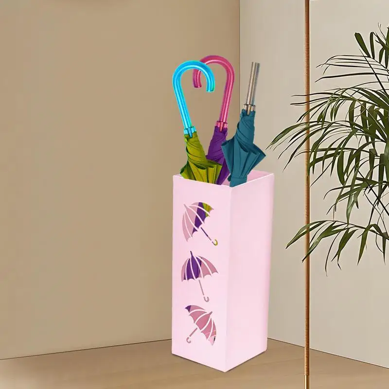 

Umbrella Storage Bucket Walking Stick Holder Anti Rust Elegant Square Metal Umbrella Basket Rack For Door Living Room Dorms