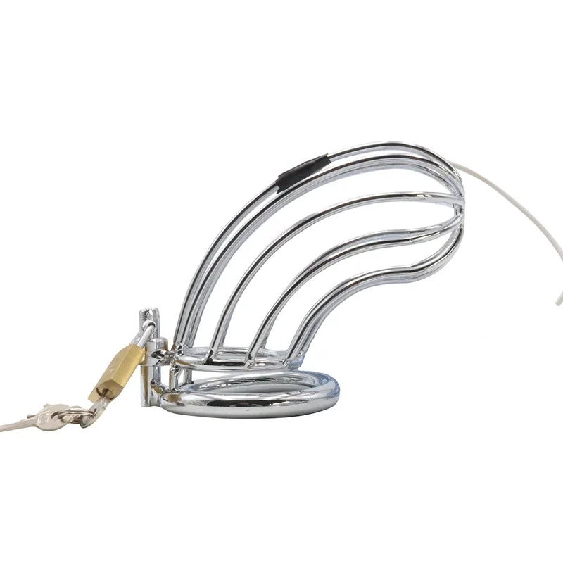 Metal Penis Lock Electric Shock Male Cock Cage Cock Ring Anal Butt Plug Bird Restraint Electro Stim SM Sex Toys For Men