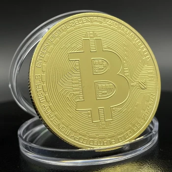 Crypto Bitcoin Art Moneta placcata in oro da collezione Medaglia commemorativa fisica Circuito in rilievo in metallo Moneta souvenir