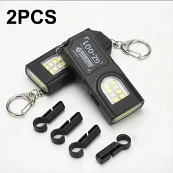 Compact USB Rechargeable Multifunctional Keychain Flashlight with COB Work Light (GZ001 2pcs)