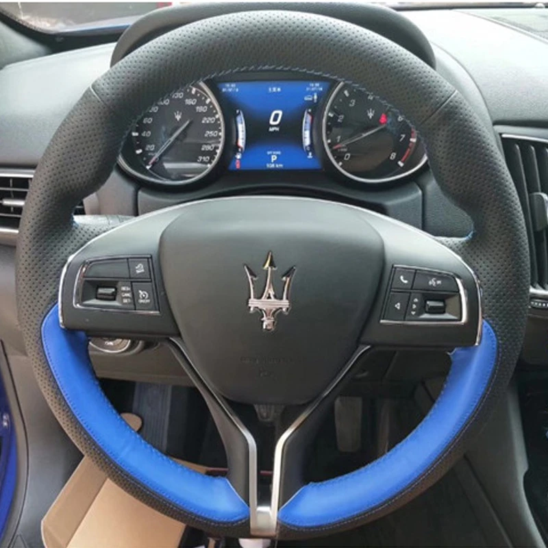 カスタムレザーの手描きのステアリングホイールカバー 車のインテリアシリーズ ハンドルカバー Aliexpress