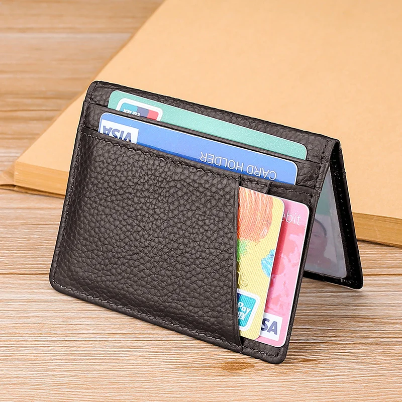 Portafoglio Super sottile morbido 100% in vera pelle Mini porta carte di  credito portafogli portamonete sottile porta carte di credito da uomo -  AliExpress