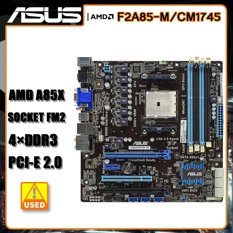 

Socket FM2 Motherboard ASUS F2A85-M/CM1745/DP-MB Motherboard DDR3 64GB USB3.0 PCI-E 2.0 Micro ATX support For AMD A10/A8 cpus