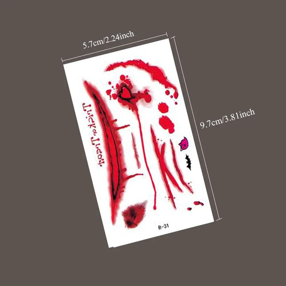 Disposable Halloween Tattoo Stickers Bleeding Wound Scar Temporary Tattoos for Men Women Face Makeup Fake Tattoo 30pcs