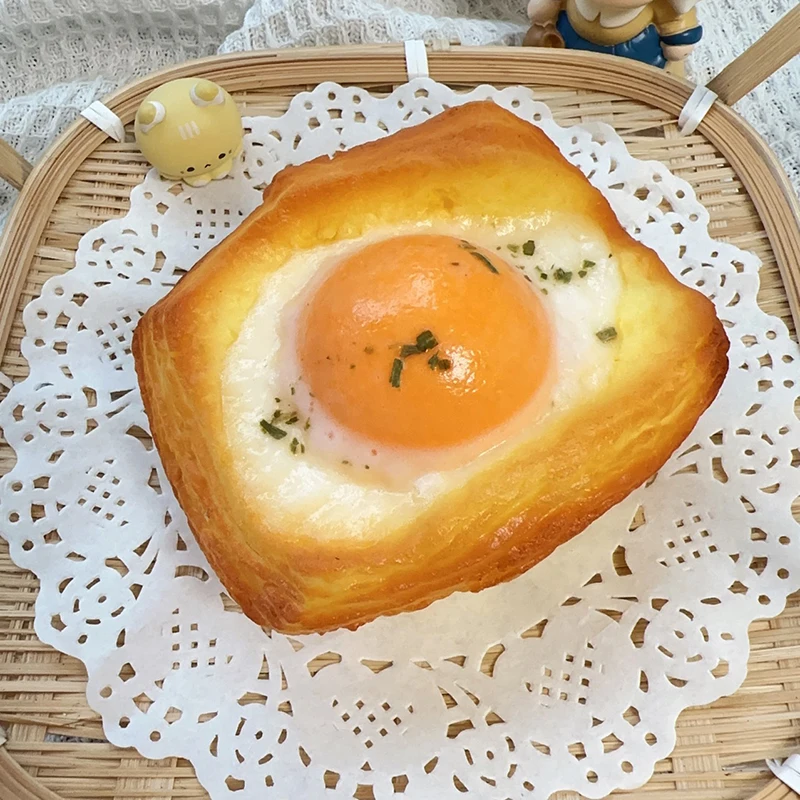 Crispy Fried Egg Simulated Bread Stress Relief Toy Anti-stress Slow Rising Squeeze Toy Soft PU Slow Rebound Toy Birthday Gift 6